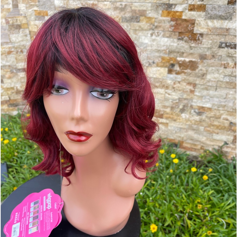 Burgundy bang wig